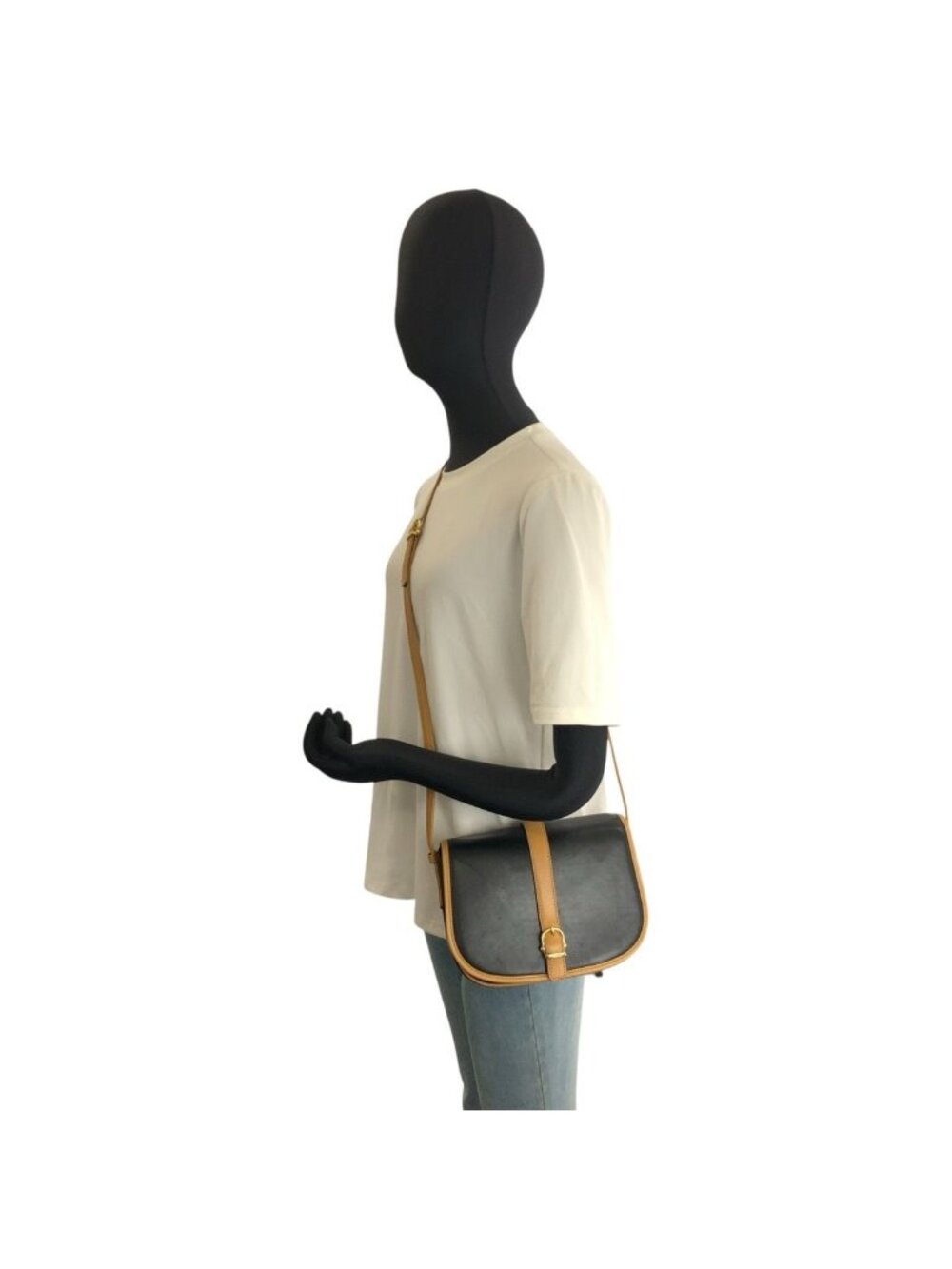 Celine Vintage Black Brown Gold Leather Shoulder Bag Pochette - Picture 7 of 9